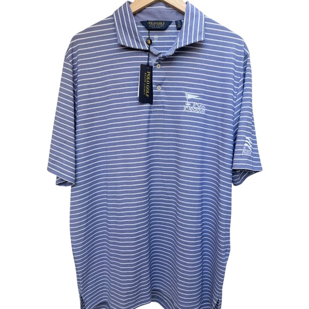 Polo Golf Ralph Lauren Striped Polo Shirt Mens XL Blue White PGA League NWT